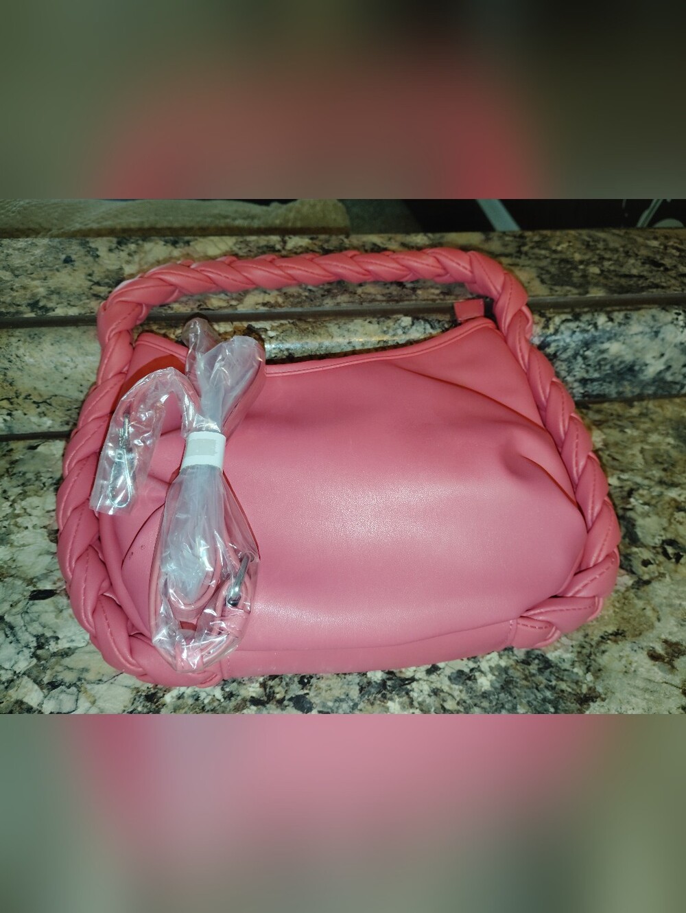 Stylish Pink Braided-Handle Shoulder Bag 🛍️ New - Picture 4 of 6